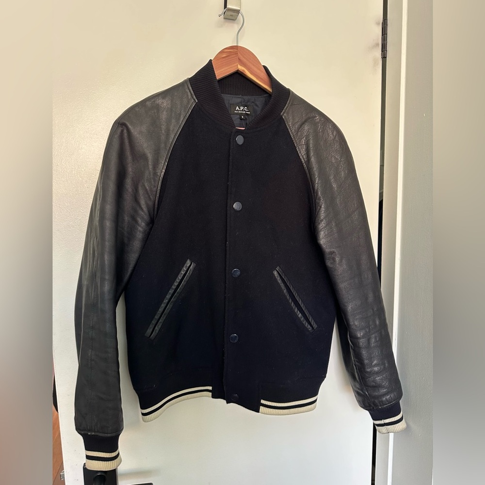 A.P.C. Leather Sleeve Bomber Jacket